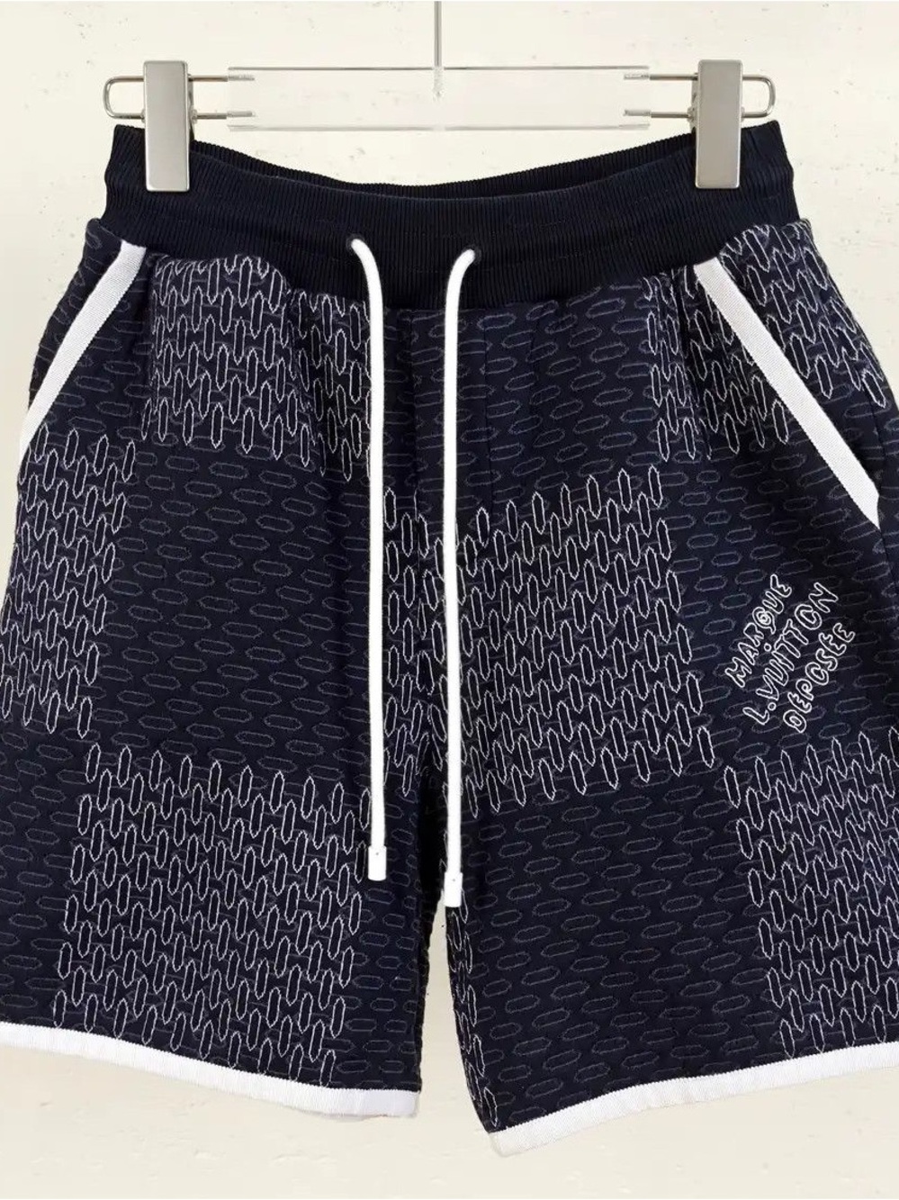 Louis Vuitton Navy and White Patterned Swim Trunks